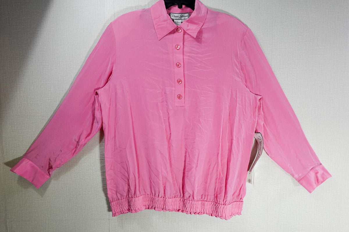 Diane Gilman, New Vintage Long Sleeve Top, L, Silk