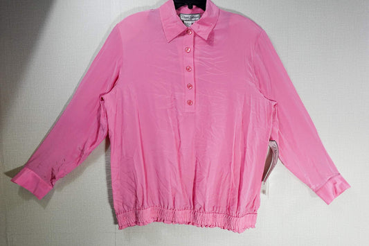 Diane Gilman, New Vintage Long Sleeve Top, L, Silk