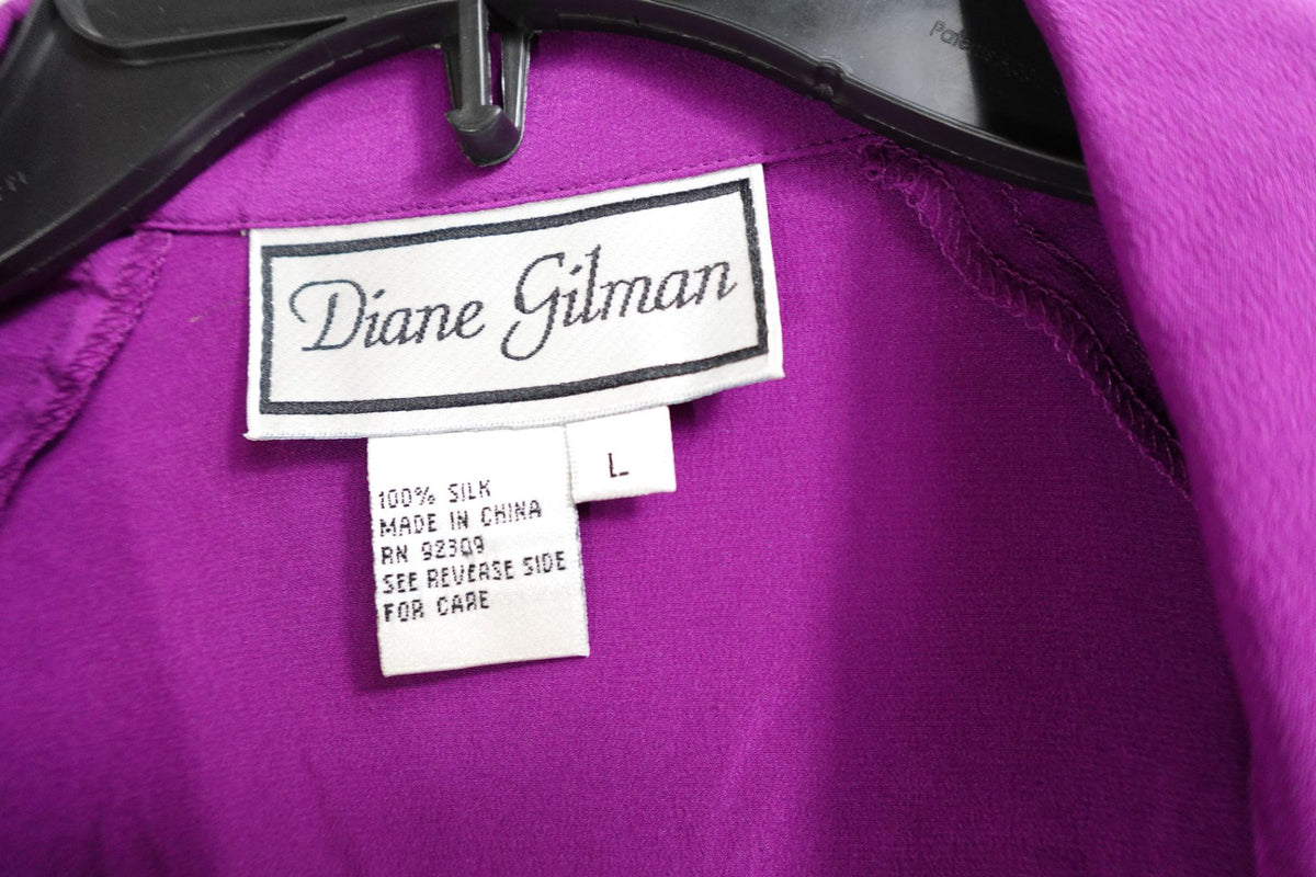 Diane Gilman, New Vintage Long Sleeves Top Set, L, Silk