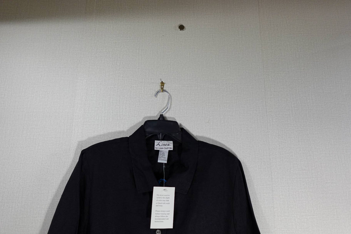 Linea by Louis Dell'Olio, Vintage 3/4 Sleeve Button Up Top, L, Linen
