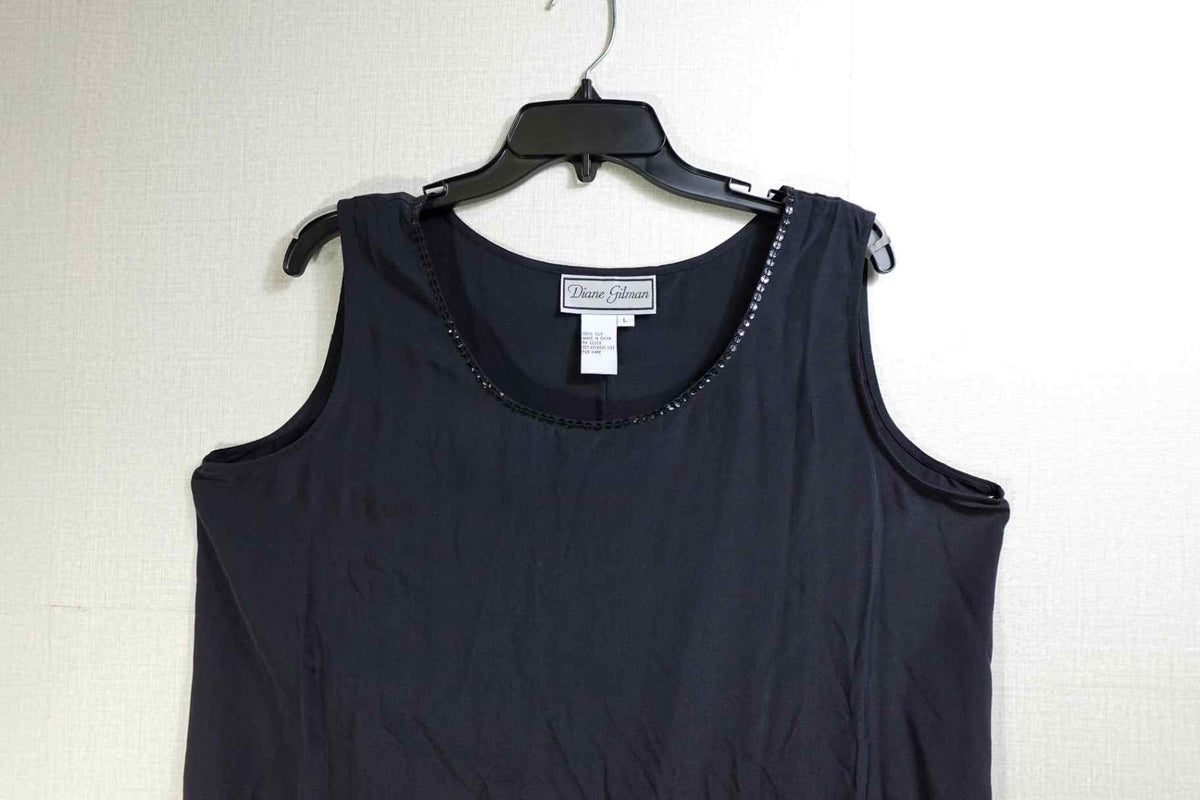 Diane Gilman, Vintage Sleeveless Top, L, Silk