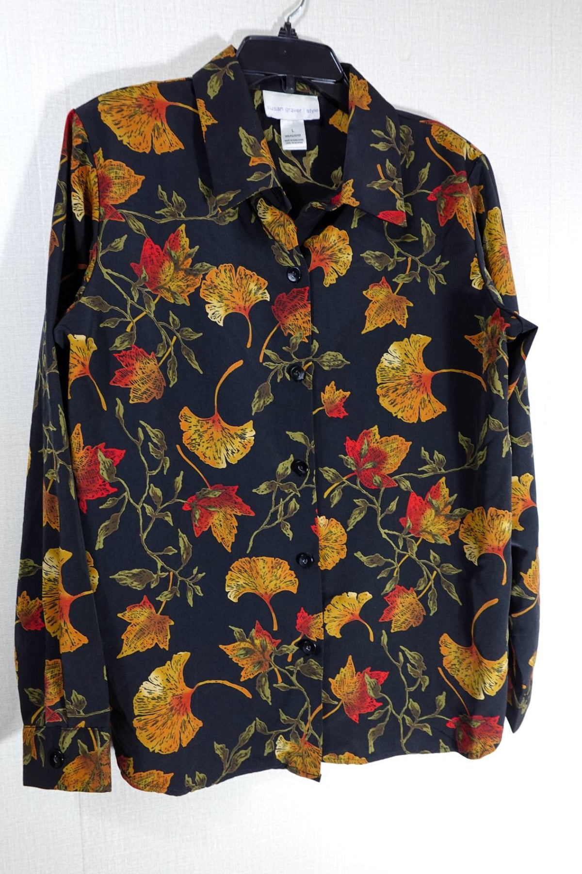 Susan Graver Style, Vintage long sleeve blouse, L, Polyester
