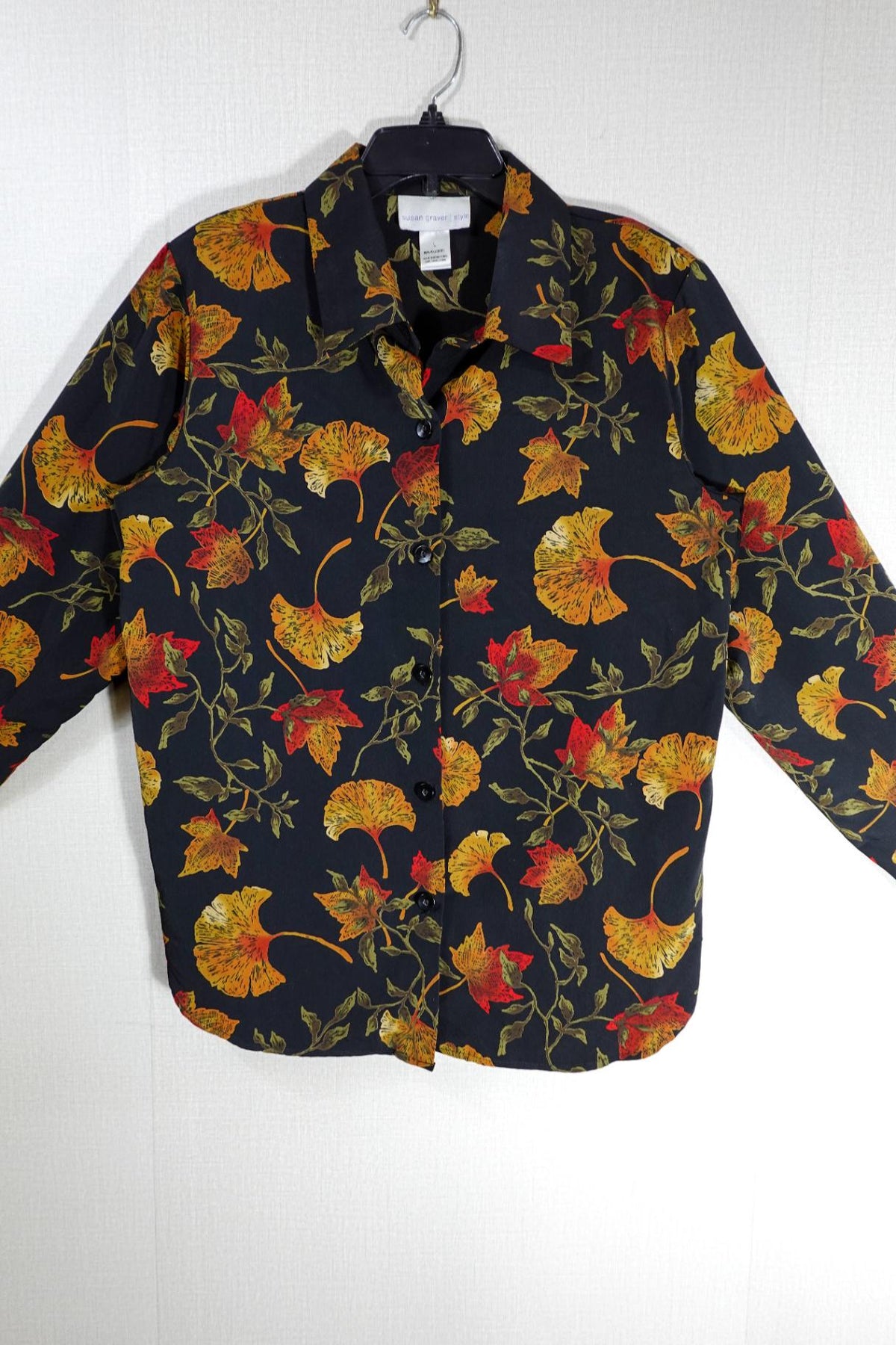Susan Graver Style, Vintage long sleeve blouse, L, Polyester