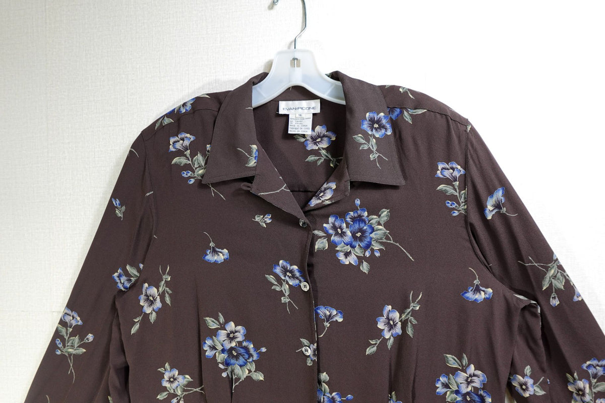 Evan-Picone, New Vintage Long Sleeves Top, 16, silk