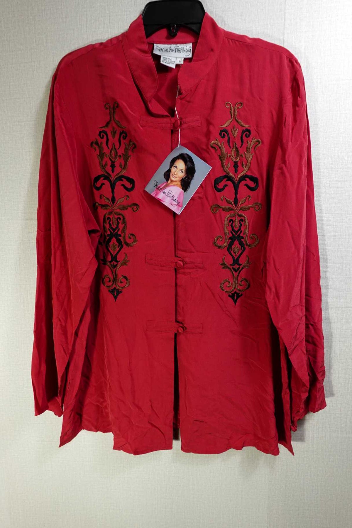 Diane Von Furstenberg, New Vintage Long Sleeves Top, L, Silk