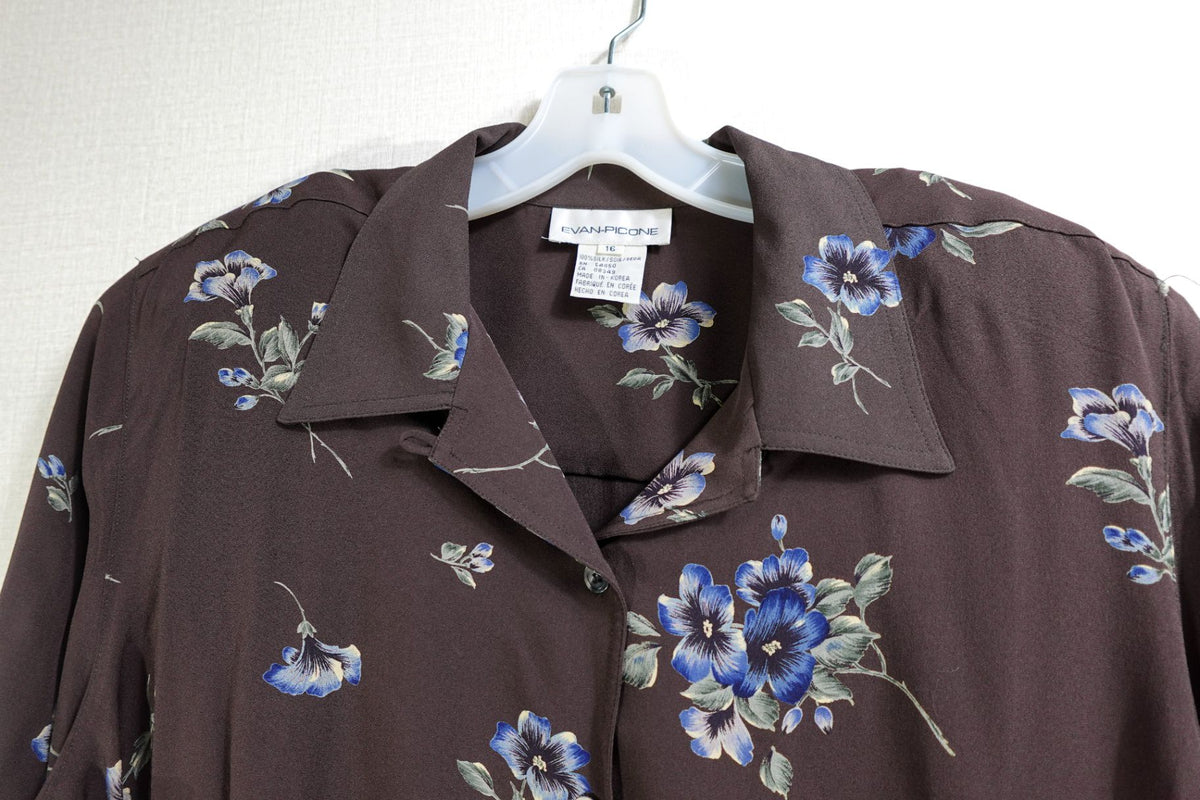 Evan-Picone, New Vintage Long Sleeves Top, 16, silk
