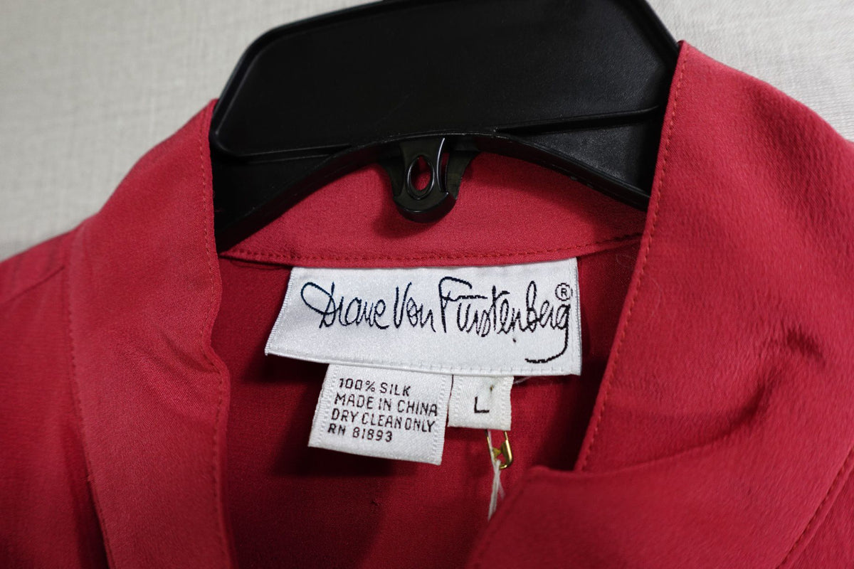 Diane Von Furstenberg, New Vintage Long Sleeves Top, L, Silk