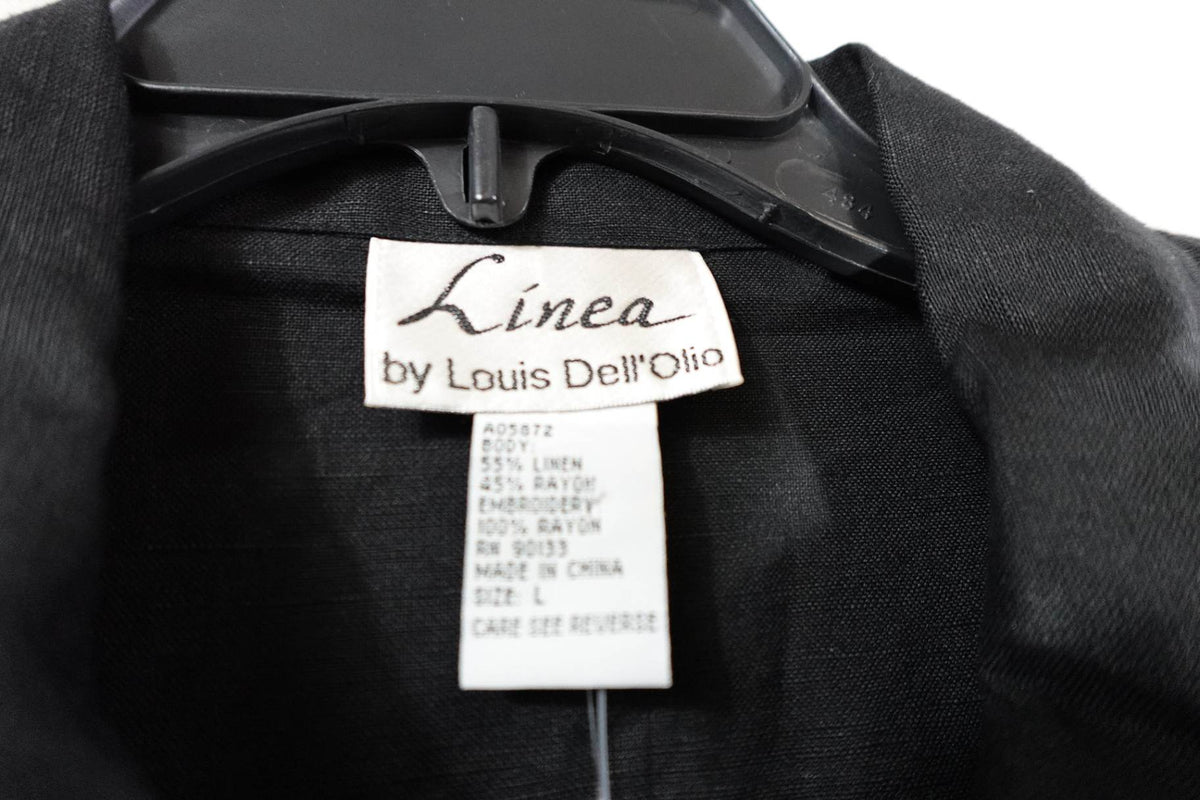Linea by Louis Dell'Olio, Vintage 3/4 Sleeve Button Up Top, L, Linen
