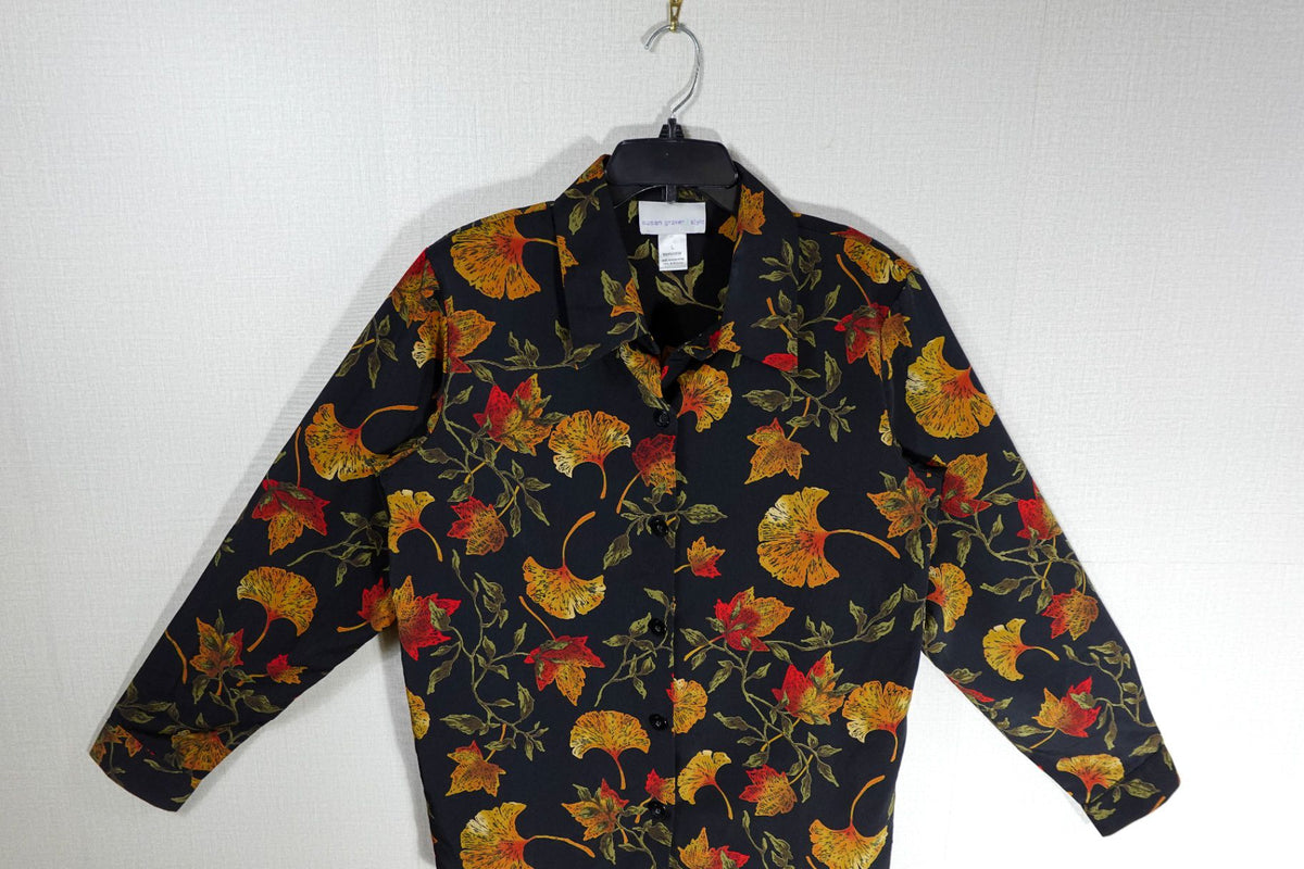 Susan Graver Style, Vintage long sleeve blouse, L, Polyester