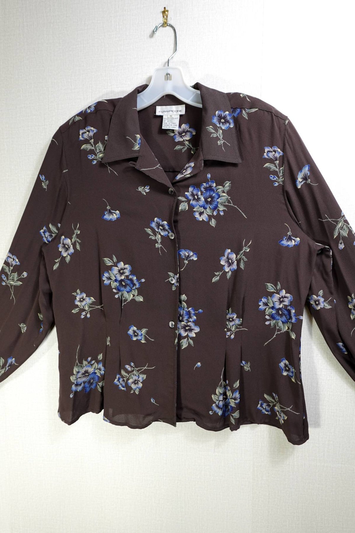 Evan-Picone, New Vintage Long Sleeves Top, 16, silk