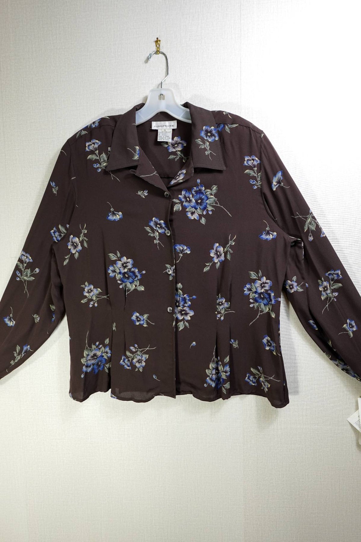 Evan-Picone, New Vintage Long Sleeves Top, 16, silk