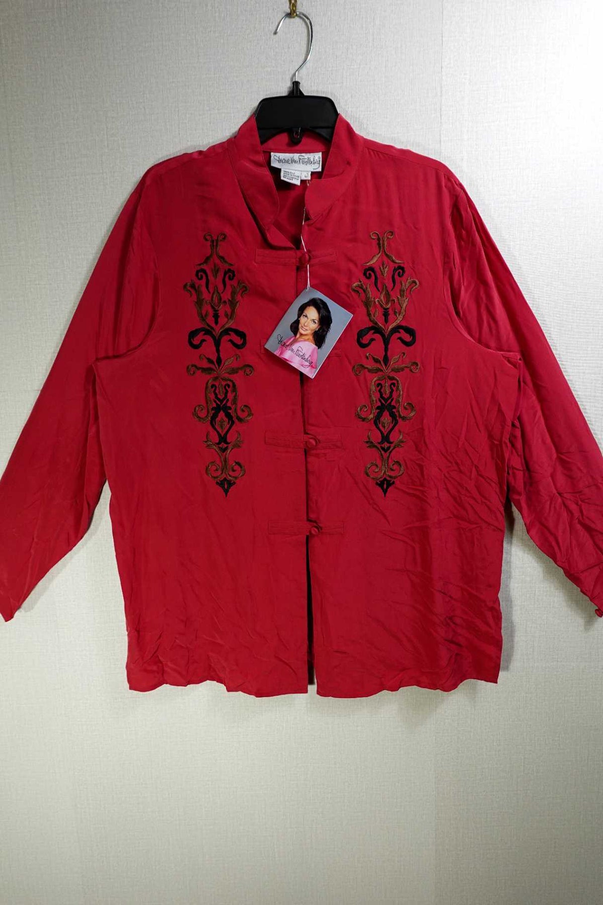 Diane Von Furstenberg, New Vintage Long Sleeves Top, L, Silk