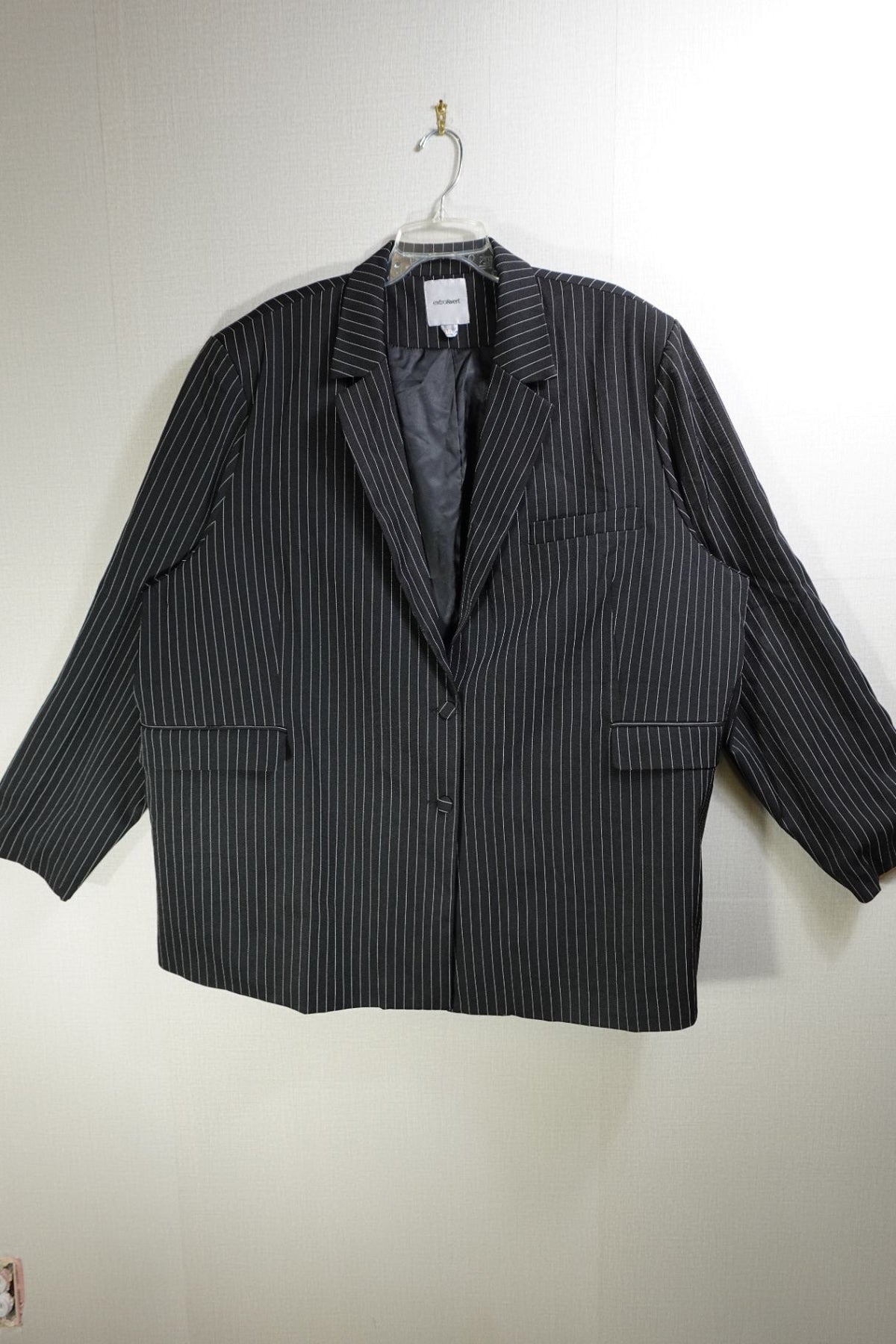 extro&vert, Pinstripe Blazer, 1X, Polyester