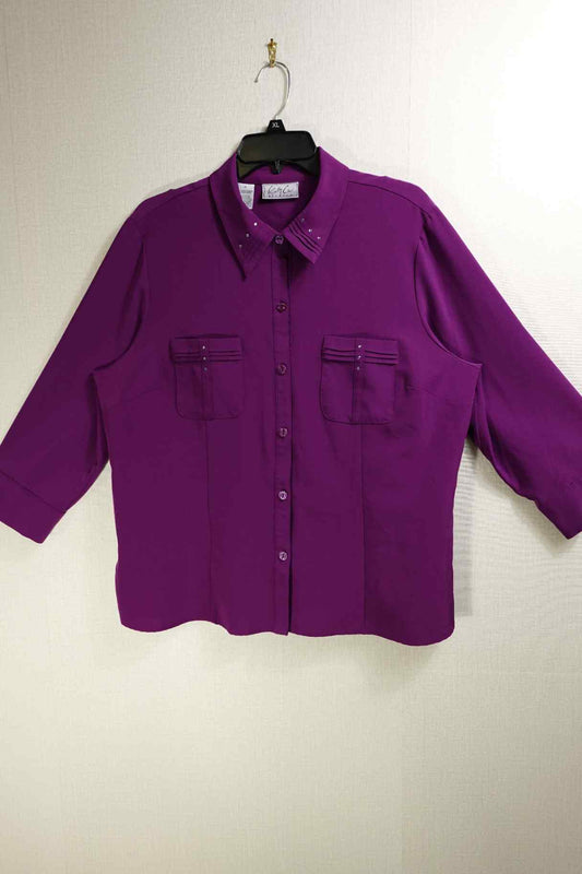 kathy Che , 3/4 Sleeve Top, XL, Polyester