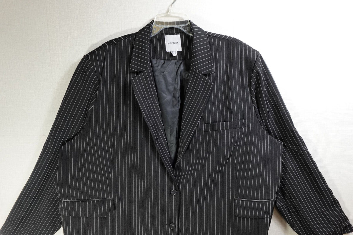 extro&vert, Pinstripe Blazer, 1X, Polyester