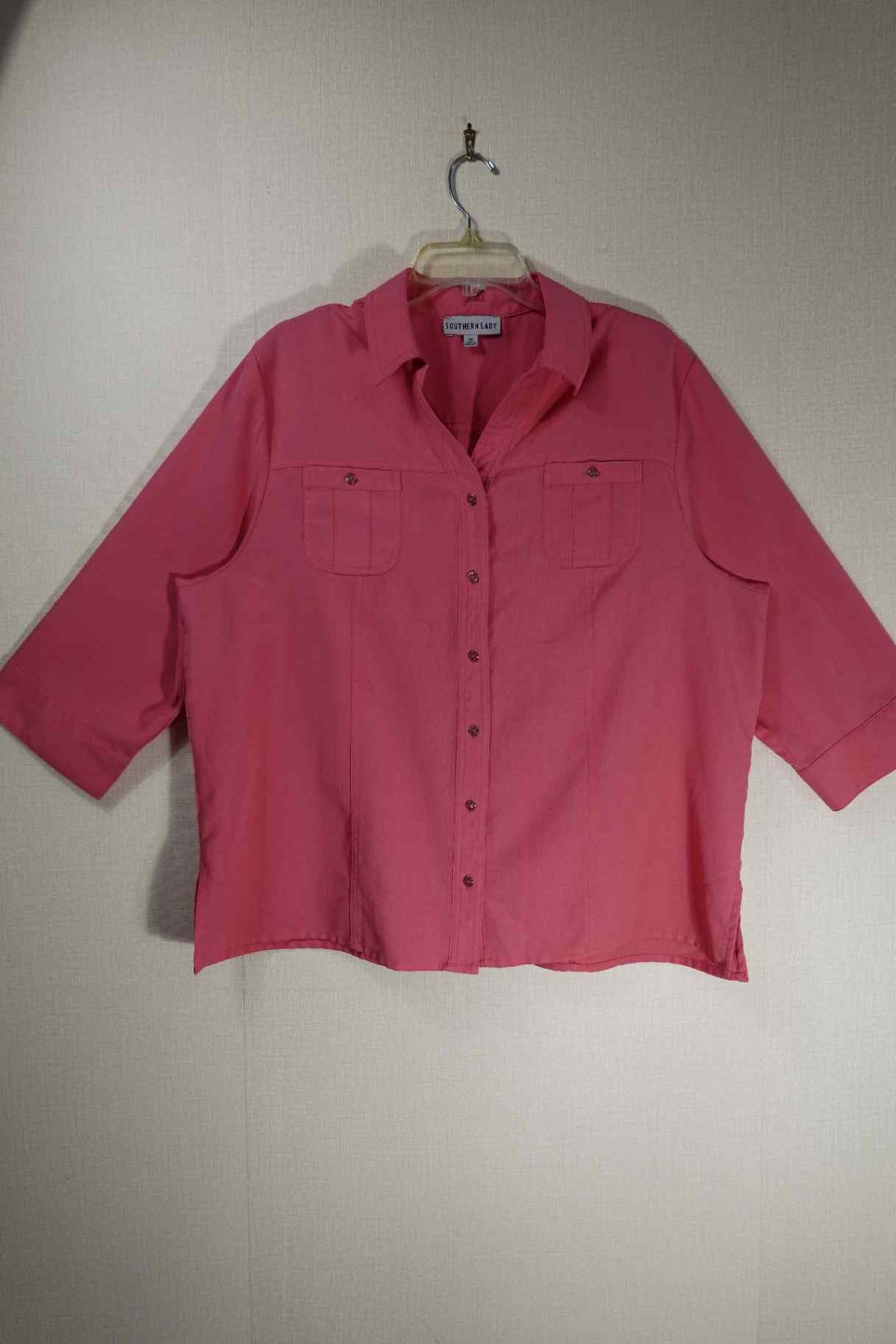 Southern Lady, 3/4 Sleeve Top, 1X, Polyester Blend