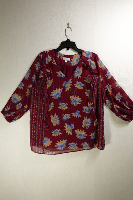 Belle , Long Sleeves Top, 2X,
