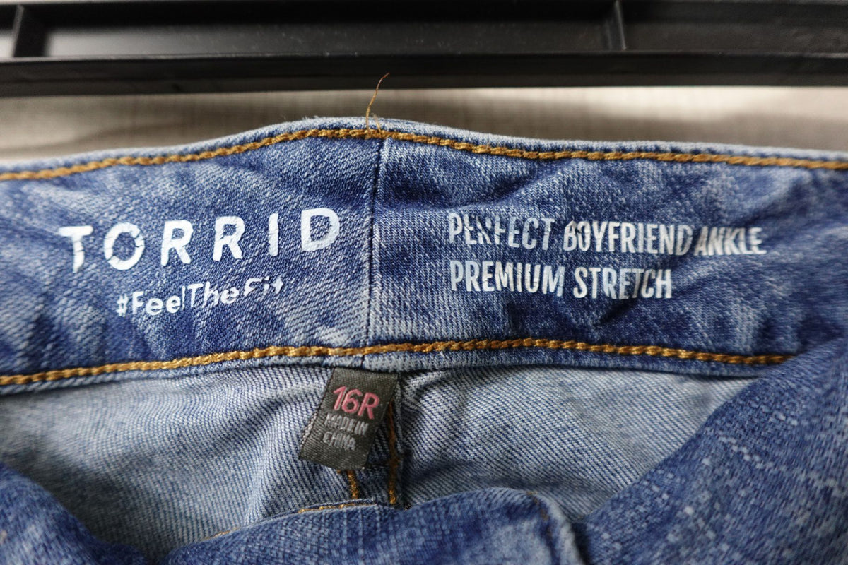 Torrid, Jeans Boyfriend Ankle, 16R, cotton, rayon, polyester, spandex