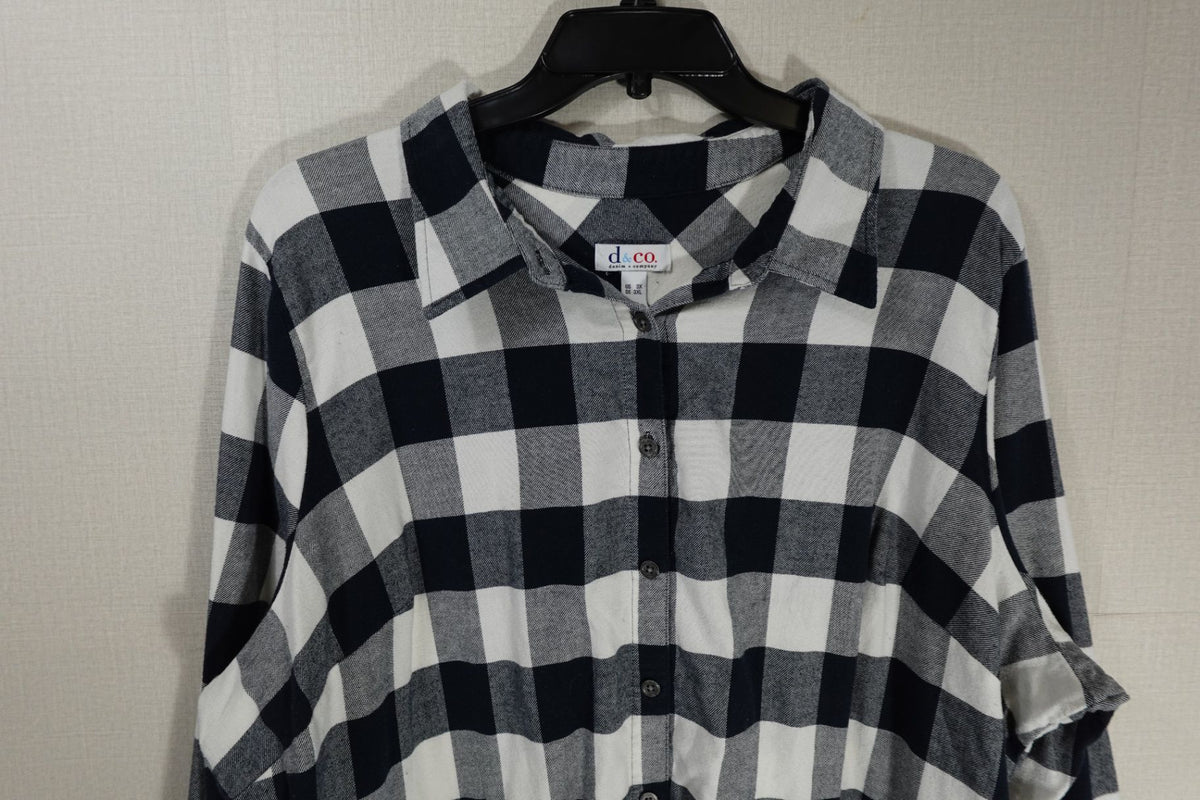 D&CO, Long Sleeves Top, 3X, Cotton, spandex