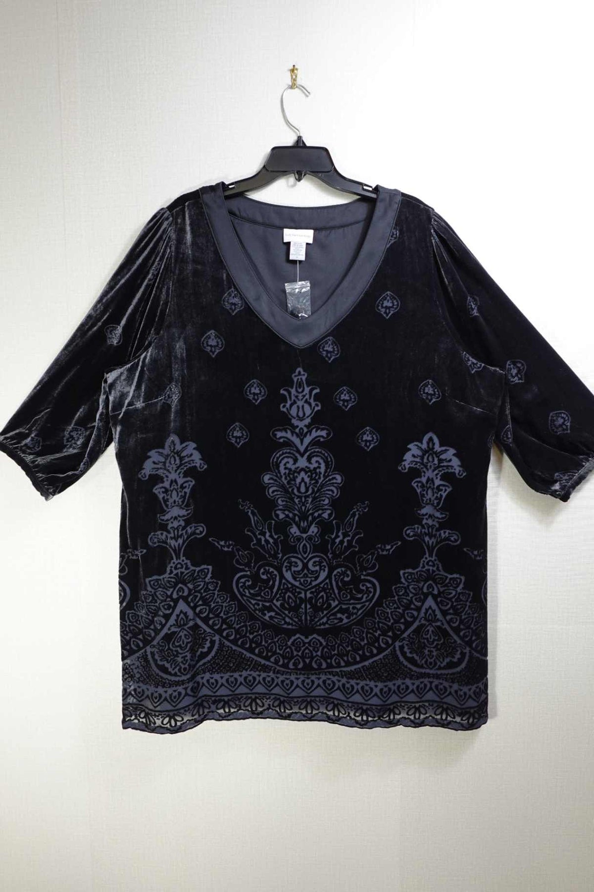 Soft Surroundings, New 3/4 Sleeve Top, 3X, Rayon, silk (velvet)
