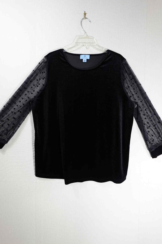 CeCe, Long Sleeve Velvet Event Top, 2X, Polyester, elastane  