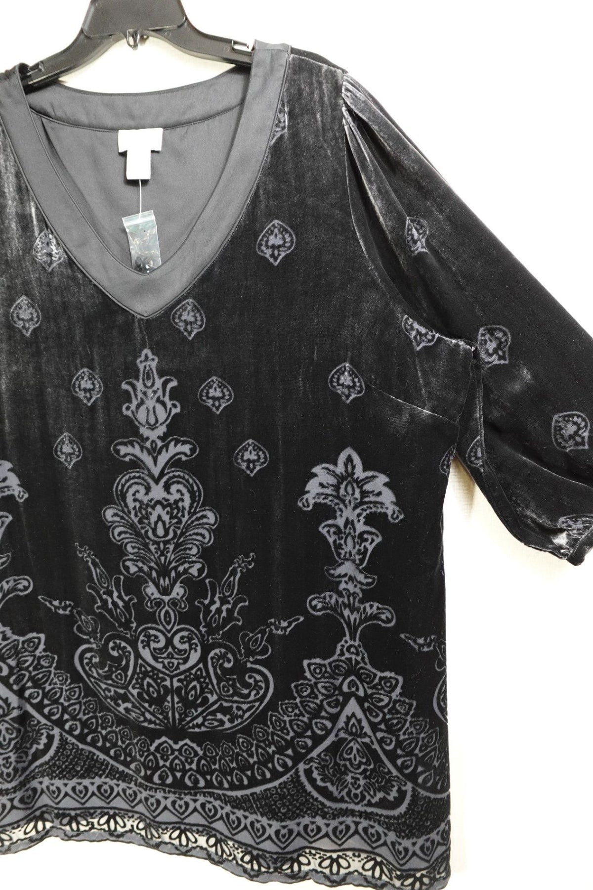 Soft Surroundings, New 3/4 Sleeve Top, 3X, Rayon, silk (velvet)