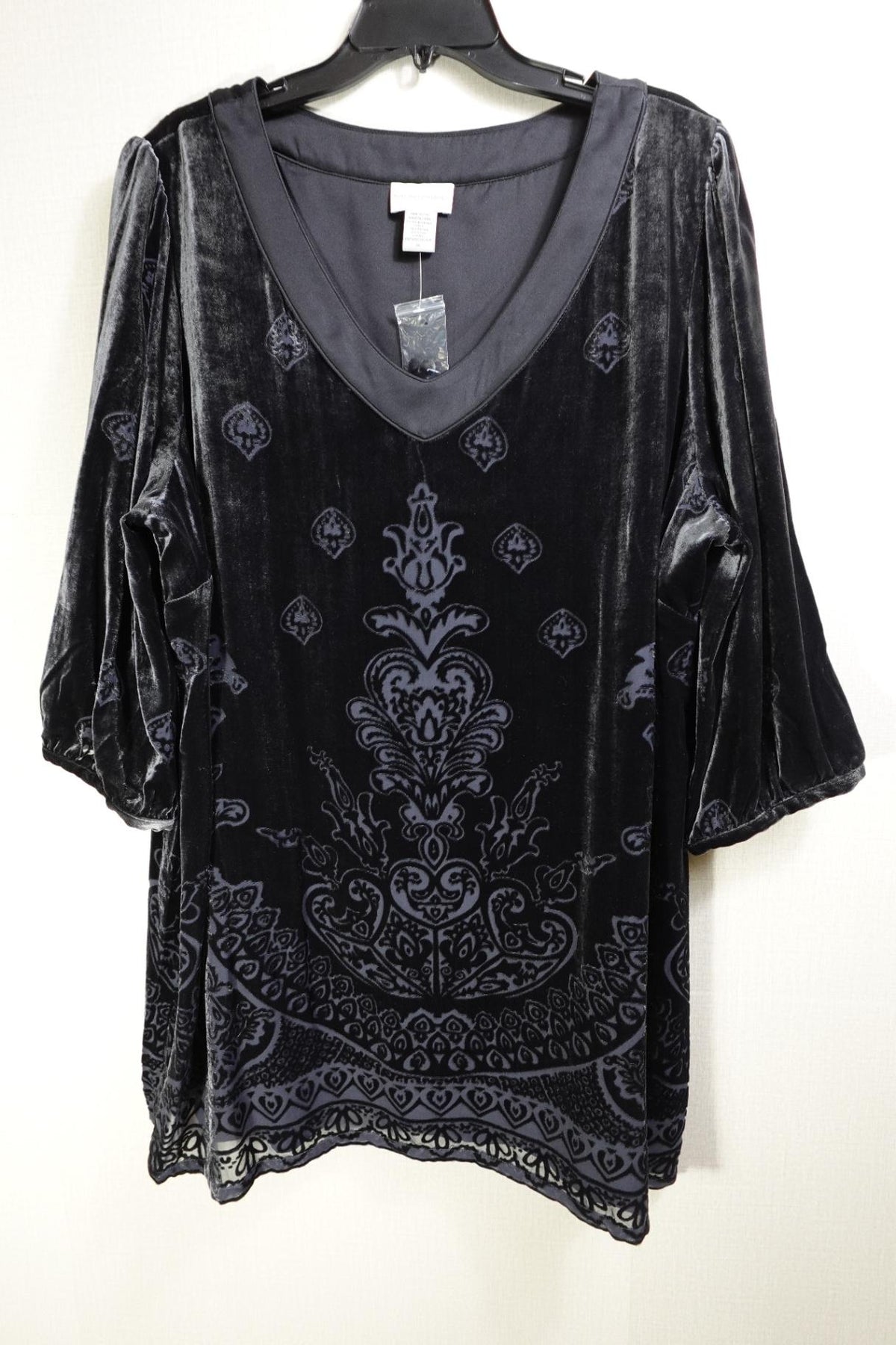 Soft Surroundings, New 3/4 Sleeve Top, 3X, Rayon, silk (velvet)