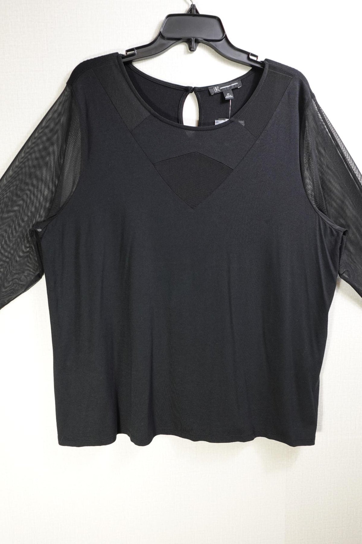 INC International Concepts, New Long Sleeves Top, 2X, rayon, spandex, polyester mesh