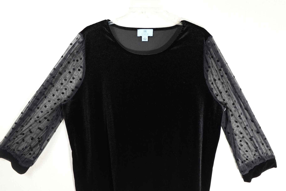 CeCe, Long Sleeve Velvet Event Top, 2X, Polyester, elastane  