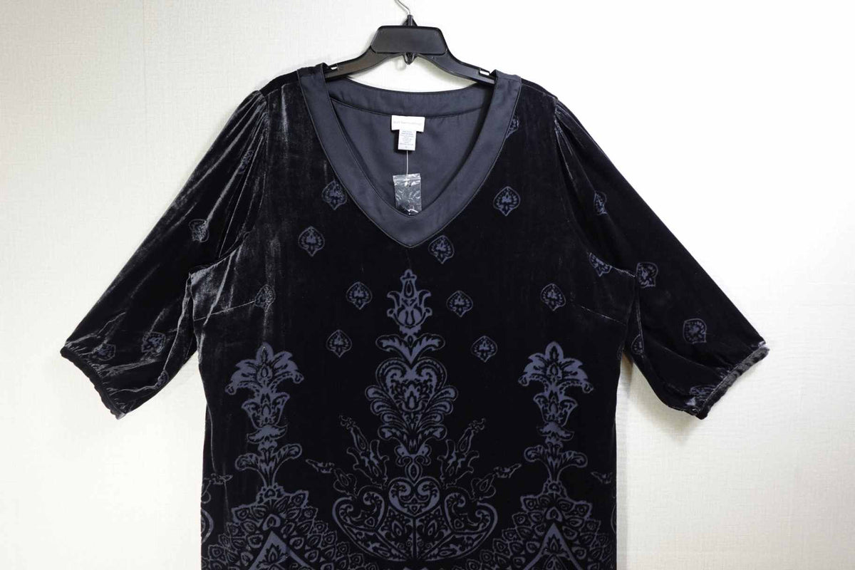 Soft Surroundings, New 3/4 Sleeve Top, 3X, Rayon, silk (velvet)