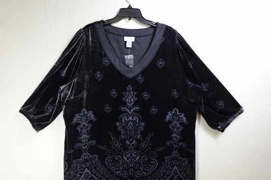 Soft Surroundings, New 3/4 Sleeve Top, 3X, Rayon, silk (velvet)