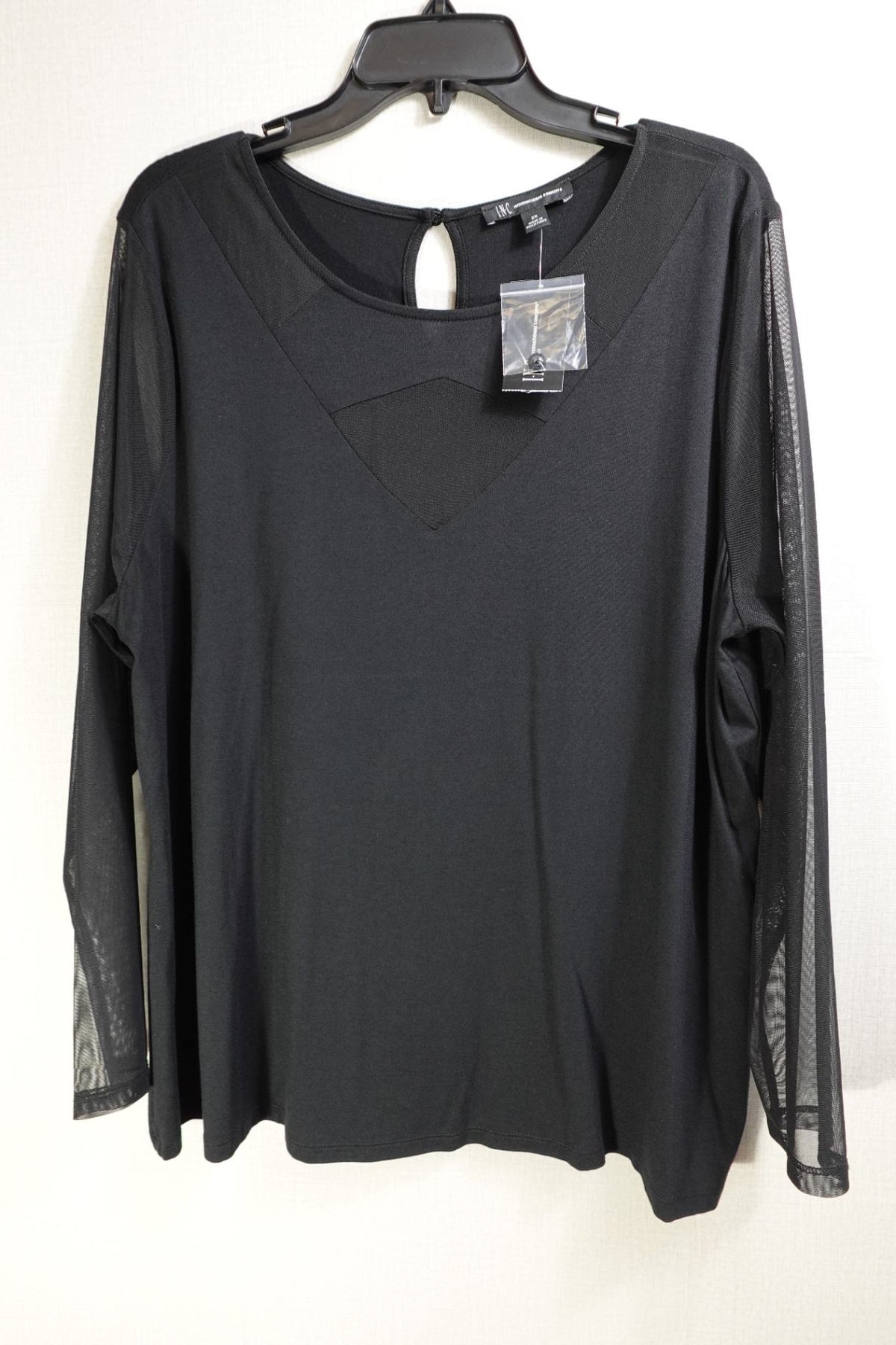 INC International Concepts, New Long Sleeves Top, 2X, rayon, spandex, polyester mesh