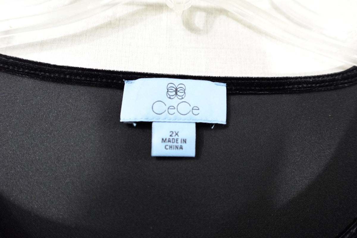 CeCe, Long Sleeve Velvet Event Top, 2X, Polyester, elastane  