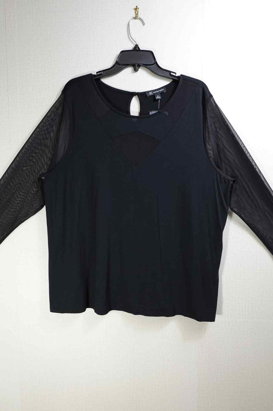 INC International Concepts, New Long Sleeves Top, 2X, rayon, spandex, polyester mesh