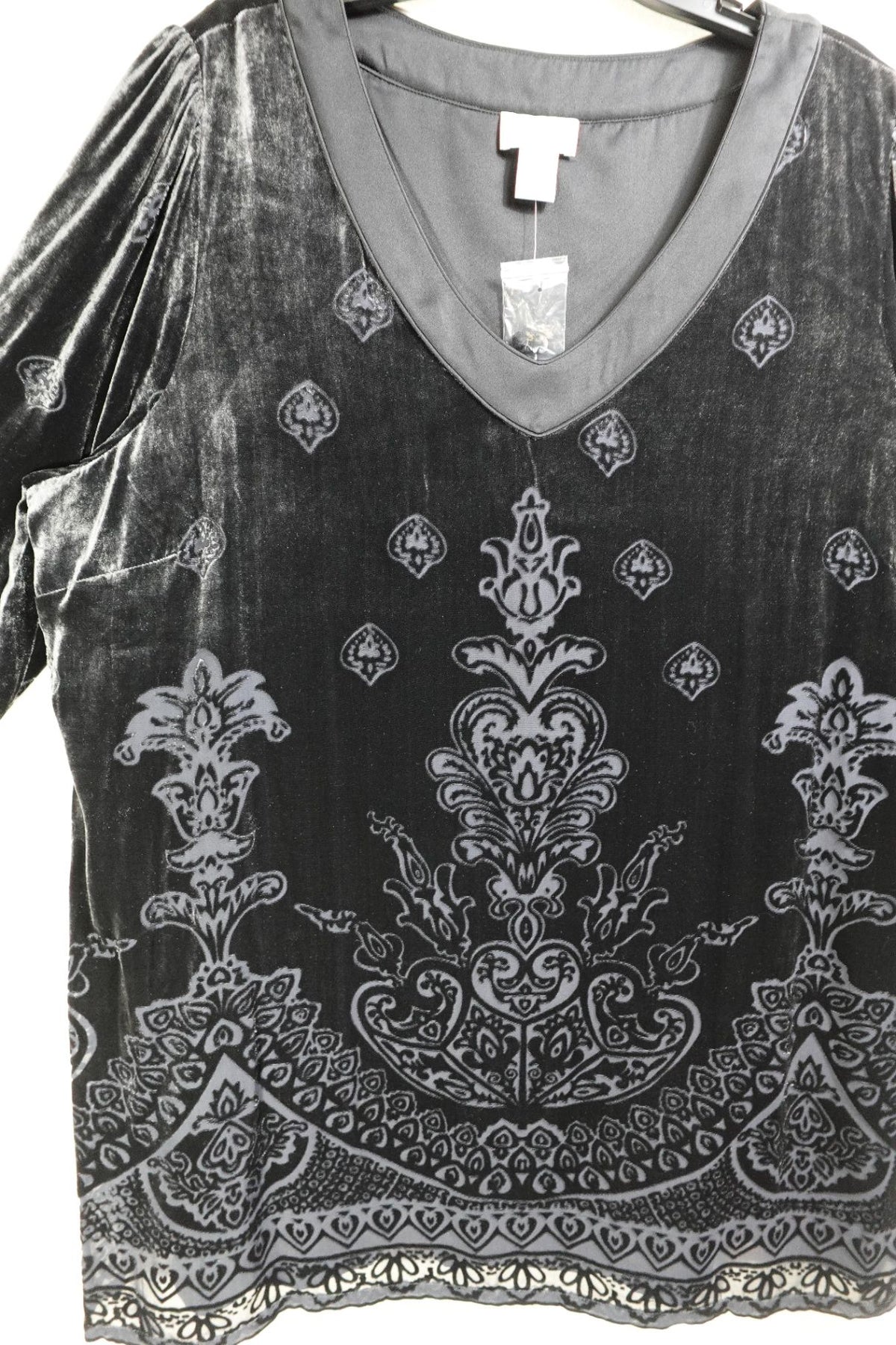 Soft Surroundings, New 3/4 Sleeve Top, 3X, Rayon, silk (velvet)