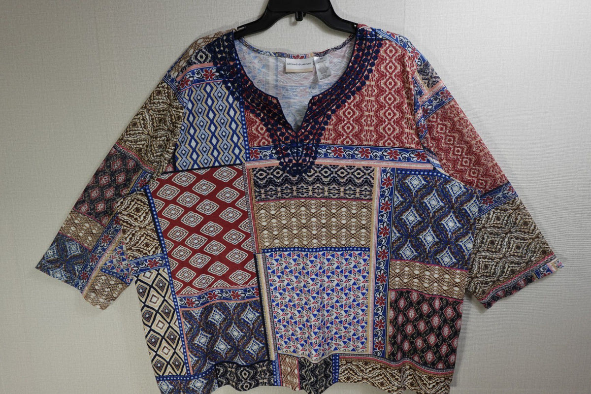 Alfred Dunner, 3/4 Sleeve Top, 3X, Polyester Blend