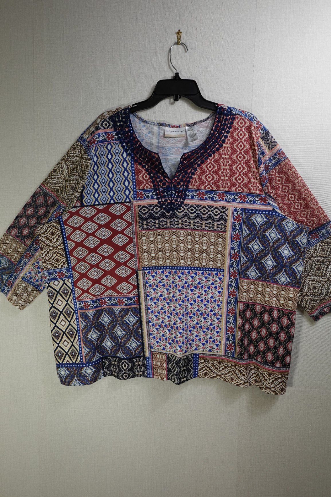 Alfred Dunner, 3/4 Sleeve Top, 3X, Polyester Blend