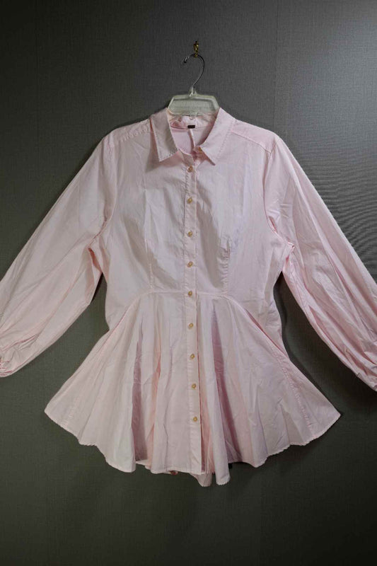 Free People, Long Sleeves Top w/ peplum, L, Cotton blend