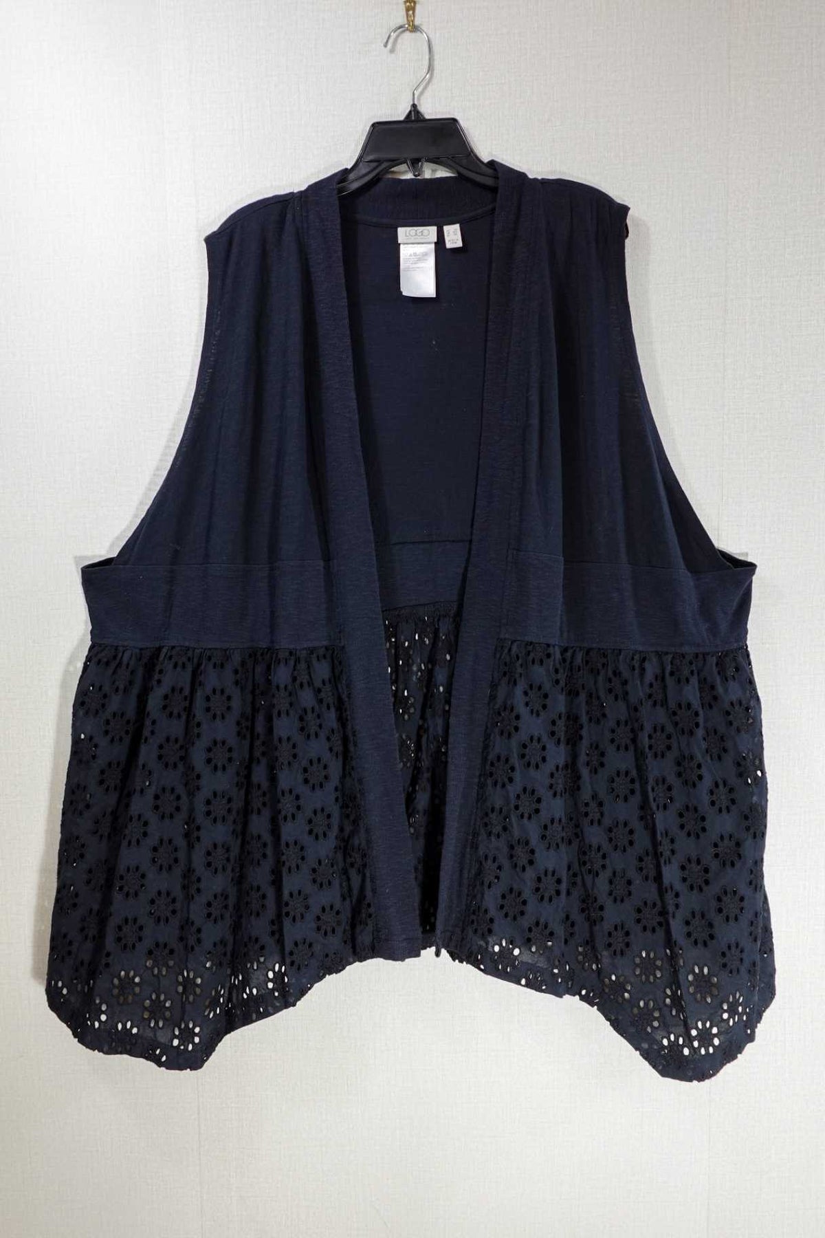 LOGO Lori Goldstein, Vest, 3X, Cotton